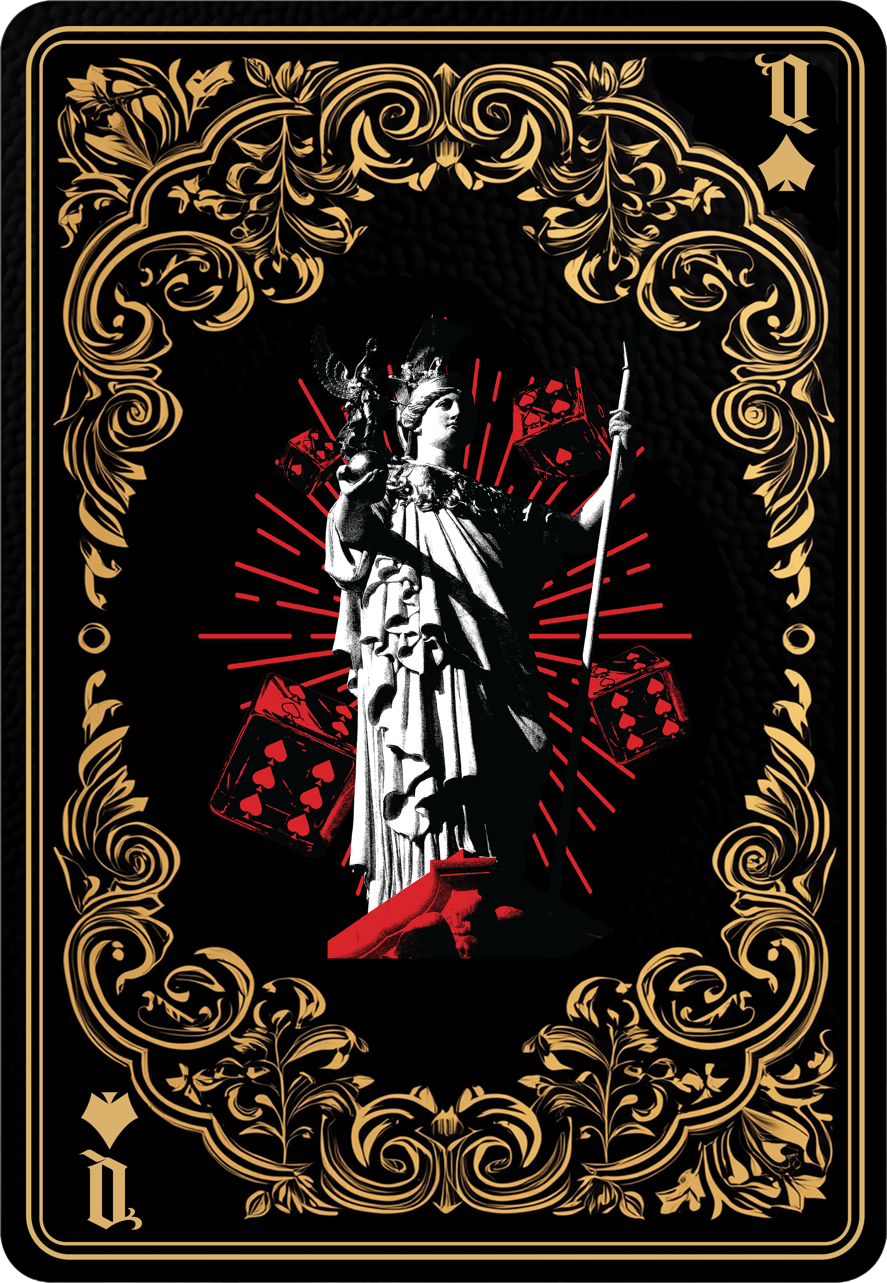 Queen of Spades playing card graphic — Aces Paradigm Spades Collection