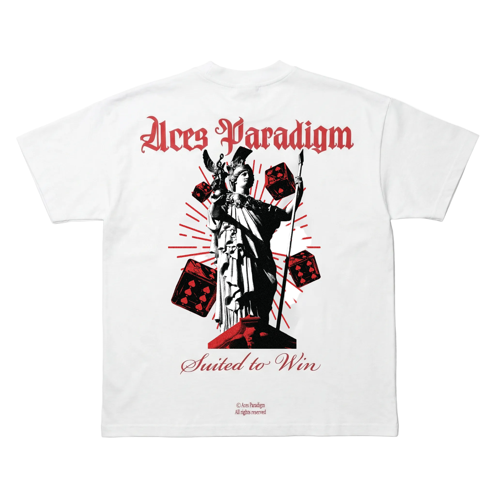 Aces Paradigm Queen of Spades tee back view — Drop 1 premium streetwear